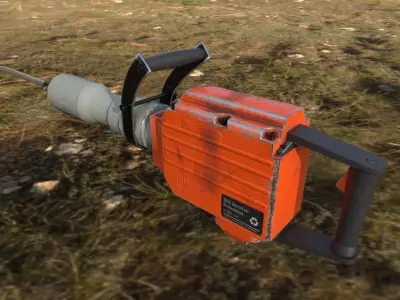 Industrial jackhammer - Low Poly - Game ready Low-poly 3D model