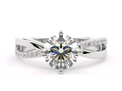 Twisted Round Shape Diamond Engagement Ring 3D print model