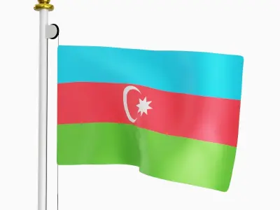 Flag of the Azerbaijan Low-poly 3D model