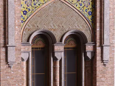 islamic exterior facade element set 817 Low-poly 3D model