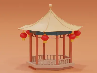 Cartoon Chinese Pavilion 3D model