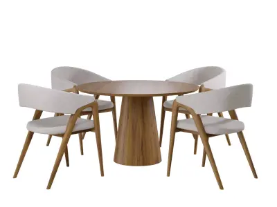 Dining set chair table 3D model