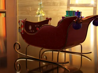 Santa Sleigh Cart 3D model