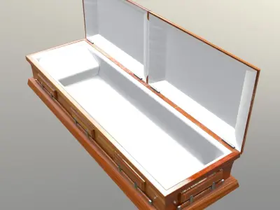 Casket Cherry Wood - Unity - HDRP - UE4 Low-poly 3D model