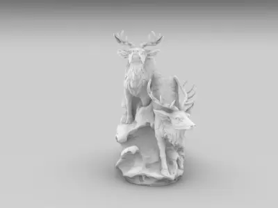 Deer Clock Stand  3D Printable  Sculpture with Clock Slot 3D print model