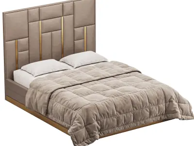 White And Gold BED 3D model