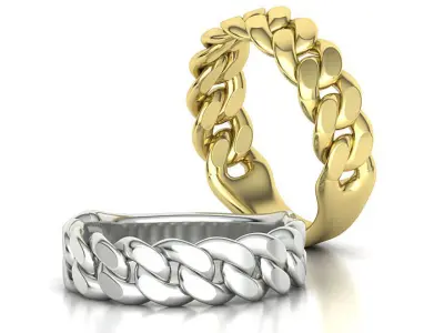 Cuban Ring Links Ring with bridge 7mm wide 3D Model Pack