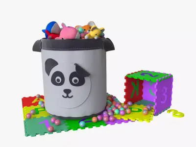 Basket with toys 3D model