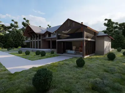 Villa-Casa Scene-Modern Villa 3D model