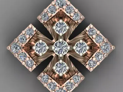 Rose Gold Diamond Women Earring 3D print Model 3D print model buy