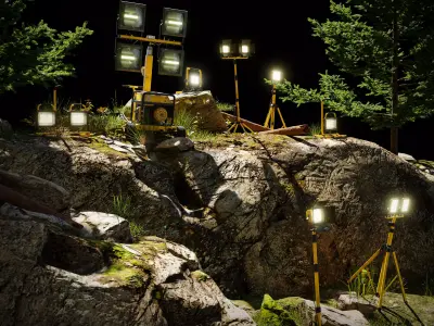 Flood Light Pack With Custom Textures Low-poly 3D model