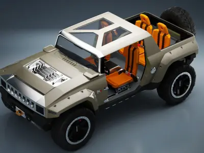 Car 4x4 Vehicle with openable Doors and detachable Roof 3D model