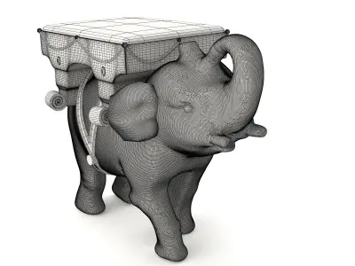 Elephant Stool Malachite mahogany gold 3D model