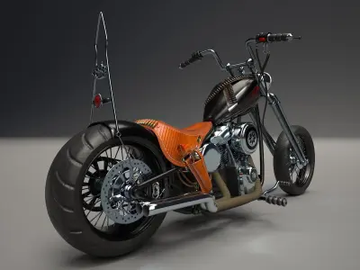 Custom Chopper Motorcycle 3D model