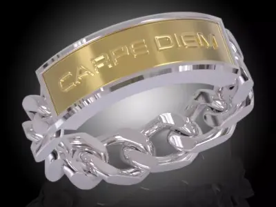 Carpe Diem Bracelet TAG Cuban Chain Ring-CARPE DIEM Collection 3D print model