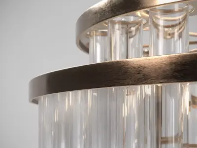 Aurora Brass And Glass Chandelier Light 31 Inch Low-poly 3D model