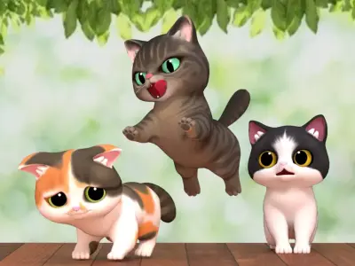 Cartoon Moggie Low-poly 3D model