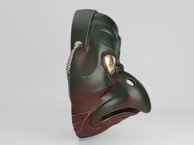 Japanese Korobase mask Low-poly 3D model