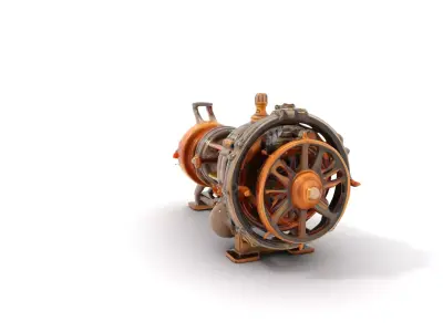 Steampunk Engine Model Pack with Intricate Design Low-poly 3D model