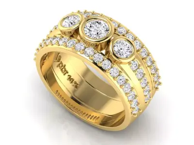 Wide diamond or gemstone band 3D print model