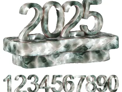  Ice numbers Low-poly 3D model