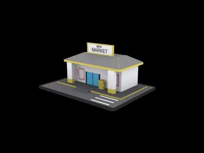 Supermarket low poly pack Low-poly 3D model