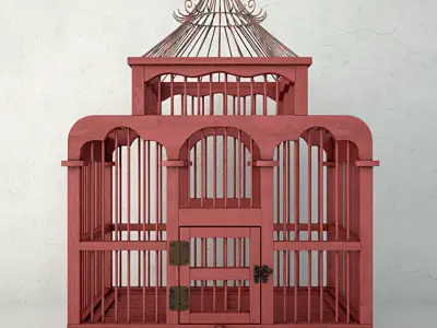 Red Decorative Cage by ZARA HOME 3D model