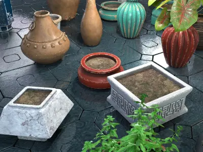 Garden Pot Pack Low-poly 3D model