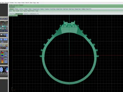 Ring With Baguettes Center Princess And Diamonds Printable File 3D print model