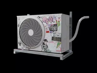 Air Conditioner full sticker and graffiti Low-poly 3D model 3D model