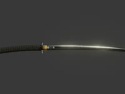 Katana Game ready samurai sword Free low-poly 3D model