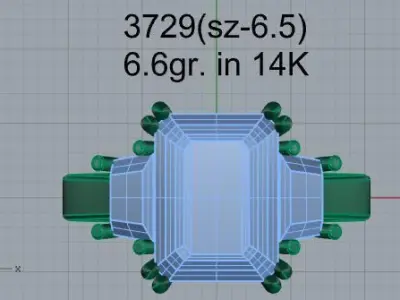 Emerald Diamond Ring 3729 3D print model