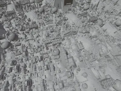 Sci-fi Dusty City 3D model