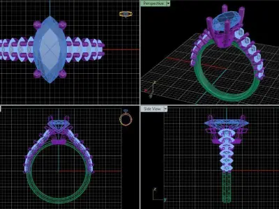 Engagement Ring With Marquise Diamond 3D model