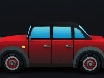 Cartoon Car Red Flame Low-poly 3D model