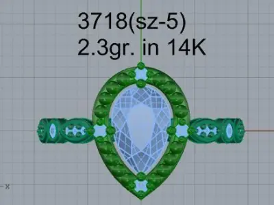 Pear Halo Ring 3718 3D print model