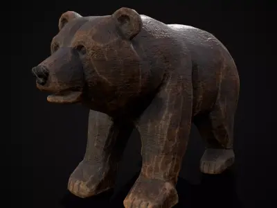 Wooden Toy Bear Low-poly 3D model