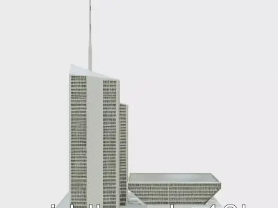 Futuristic Skyscraper City Skyline Model Low-poly 3D model