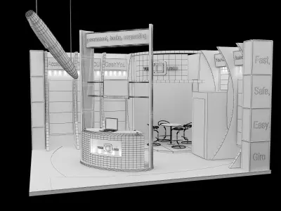 Booth Exhibition Stand a595b 3D model