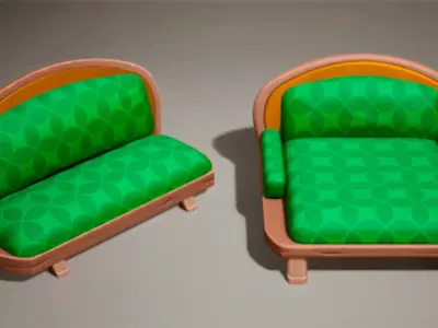Stylized Furniture Low-poly 3D model