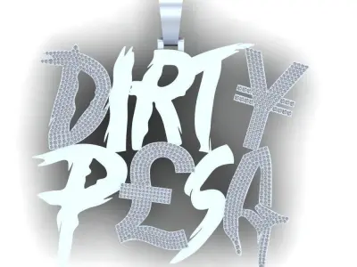 Iced Out Hip Hop dirty pesa Luxury Silver Pendant Flexing Money 3D print model