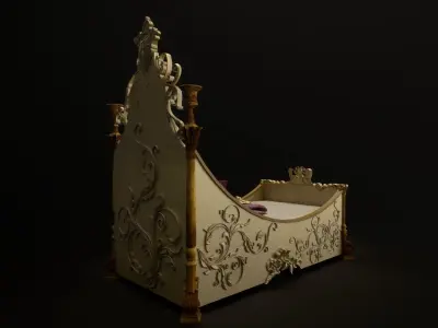 Golden bed 3D model