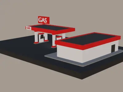 Low Poly - Gas Station Free low-poly 3D model