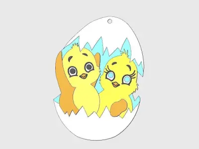 Chickens Happy Easter Free 3D print model
