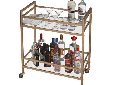 Mini Bar Beverage Table 3D model