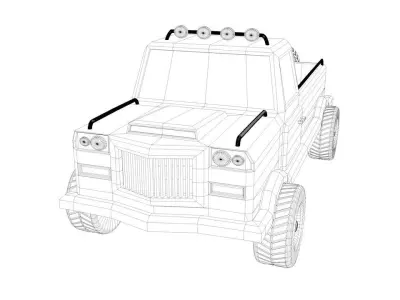 Low Poly Cartoon Safari Truck 3D Low-poly 3D model