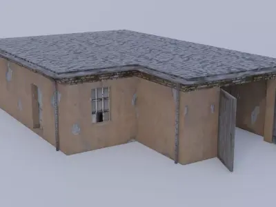 Old small train shed for one engine Low-poly 3D model