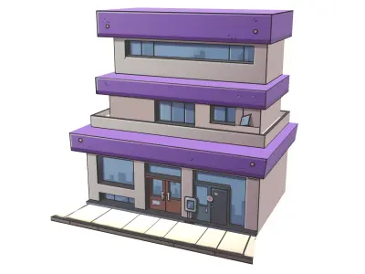 Cartoon Building Low-poly 3D model