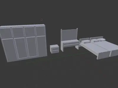 Modern room assets Low-poly 3D model