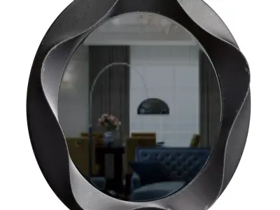 Round wall mirror with 3 materials Low-poly 3D model